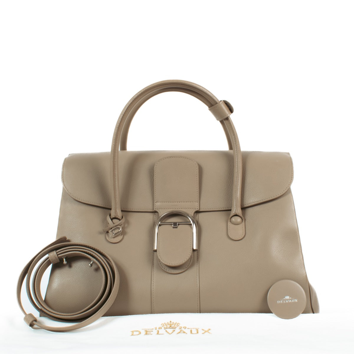 Delvaux Tourterelle Sellier Brillant Double Poignée Handbag