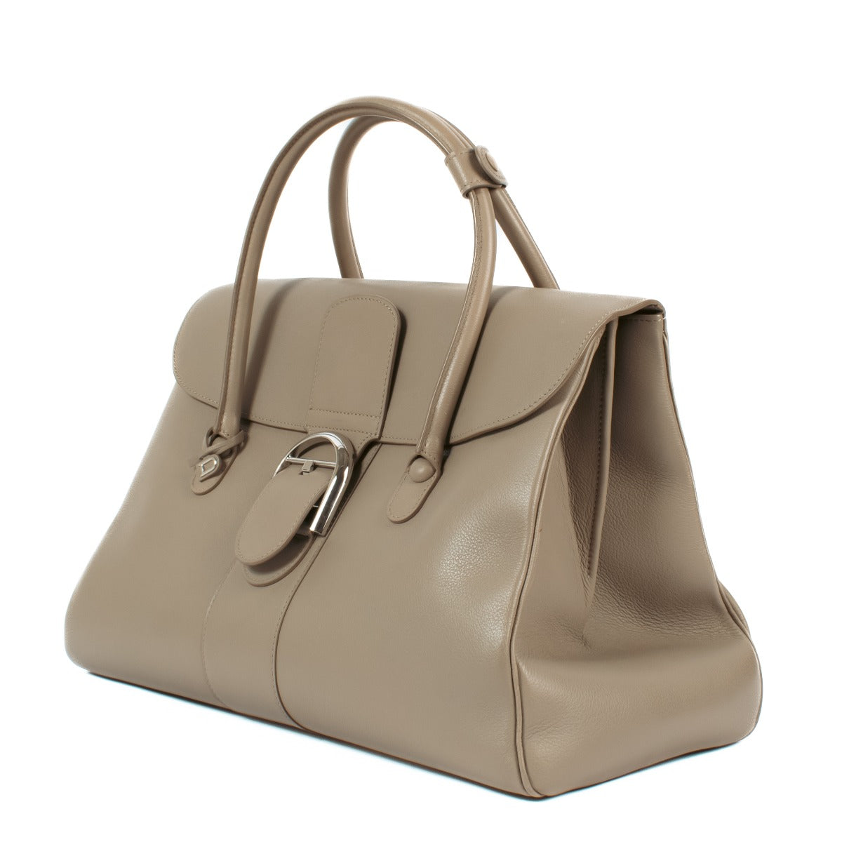 Sac à main Delvaux Tourterelle Sellier Brillant double poignée