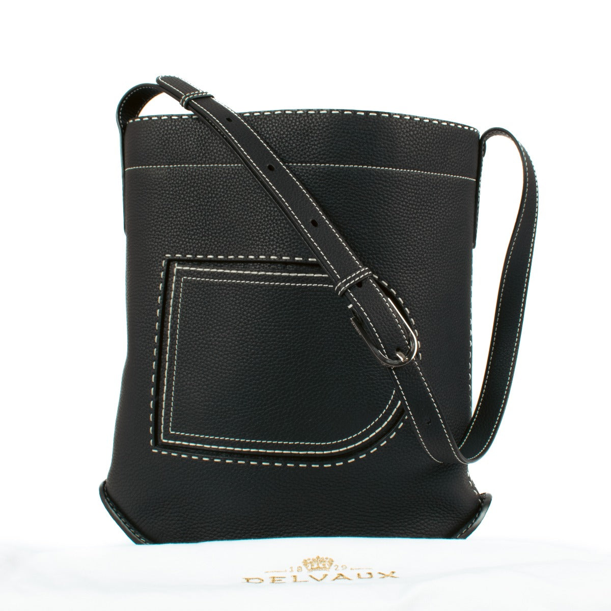 Delvaux Black Taurillon Soft Pin Surpiqué