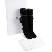 Christian Dior Black Cannage Tassel Shearling Boots