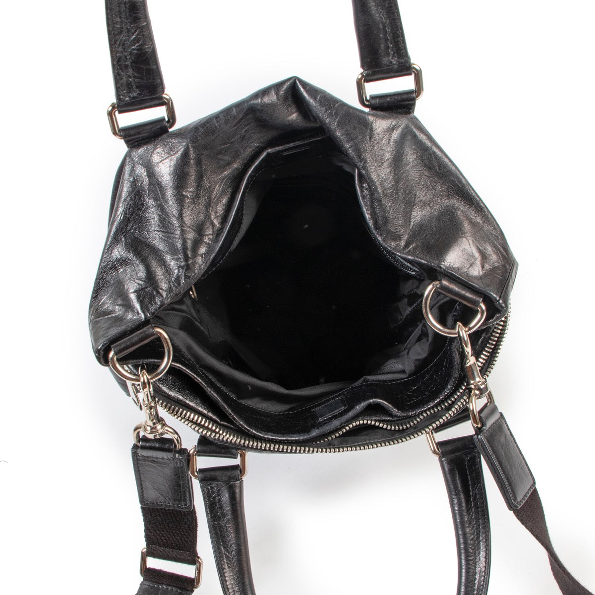 Buy an authentic second hand Dolce & Gabbana Shiny Black Leather Shoulder Bag in very good condition at Labellov