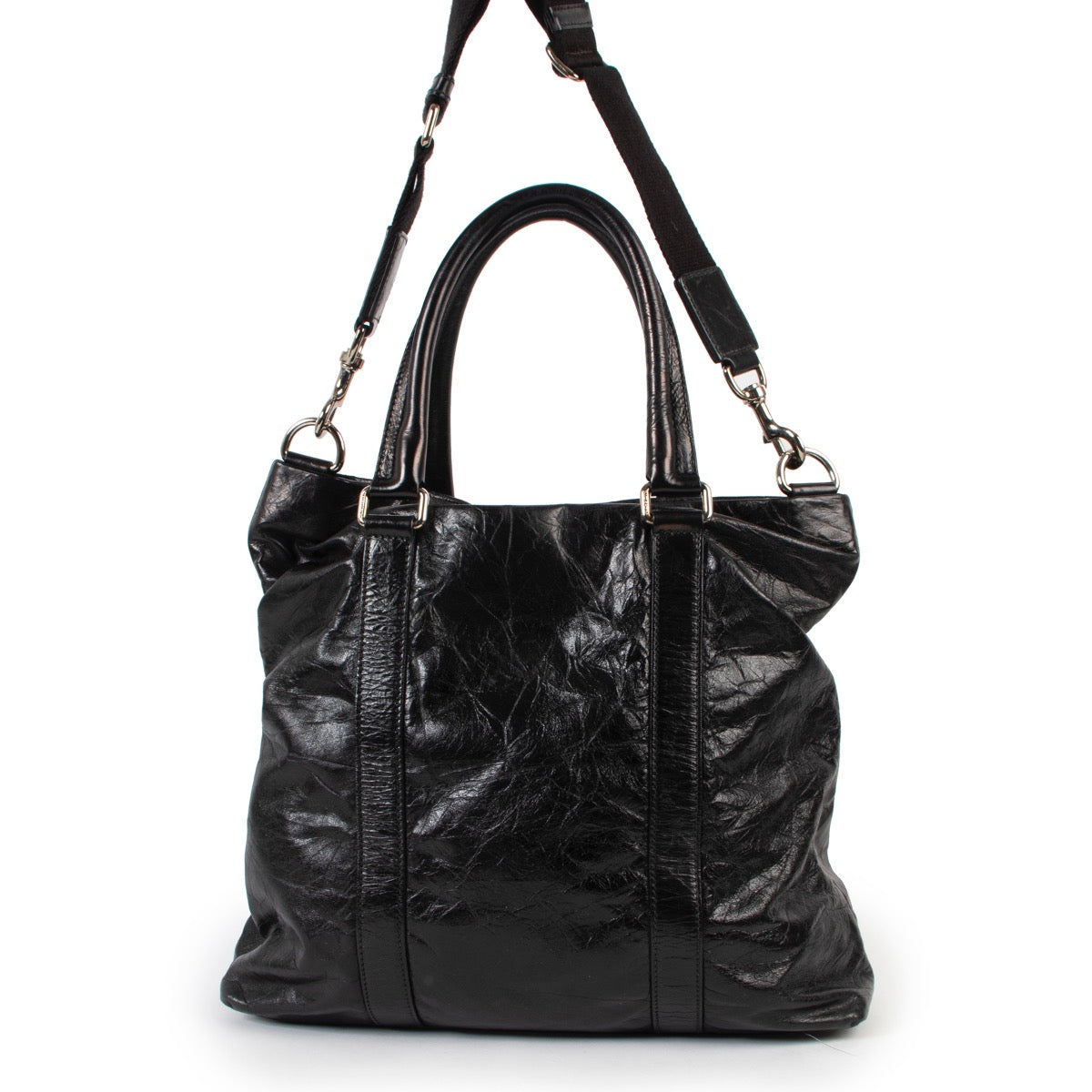 Buy an authentic second hand Dolce & Gabbana Shiny Black Leather Shoulder Bag in very good condition at Labellov