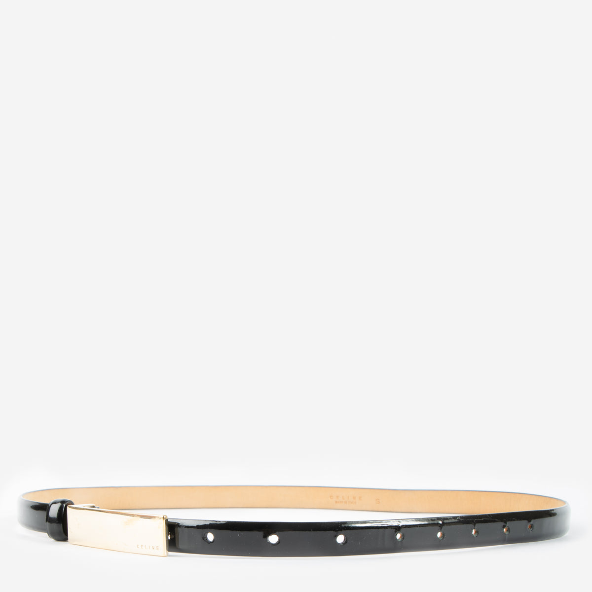 Shop the 100% authentic Celine Black Patent Leather Slim Belt second hand on Labellov.com!
