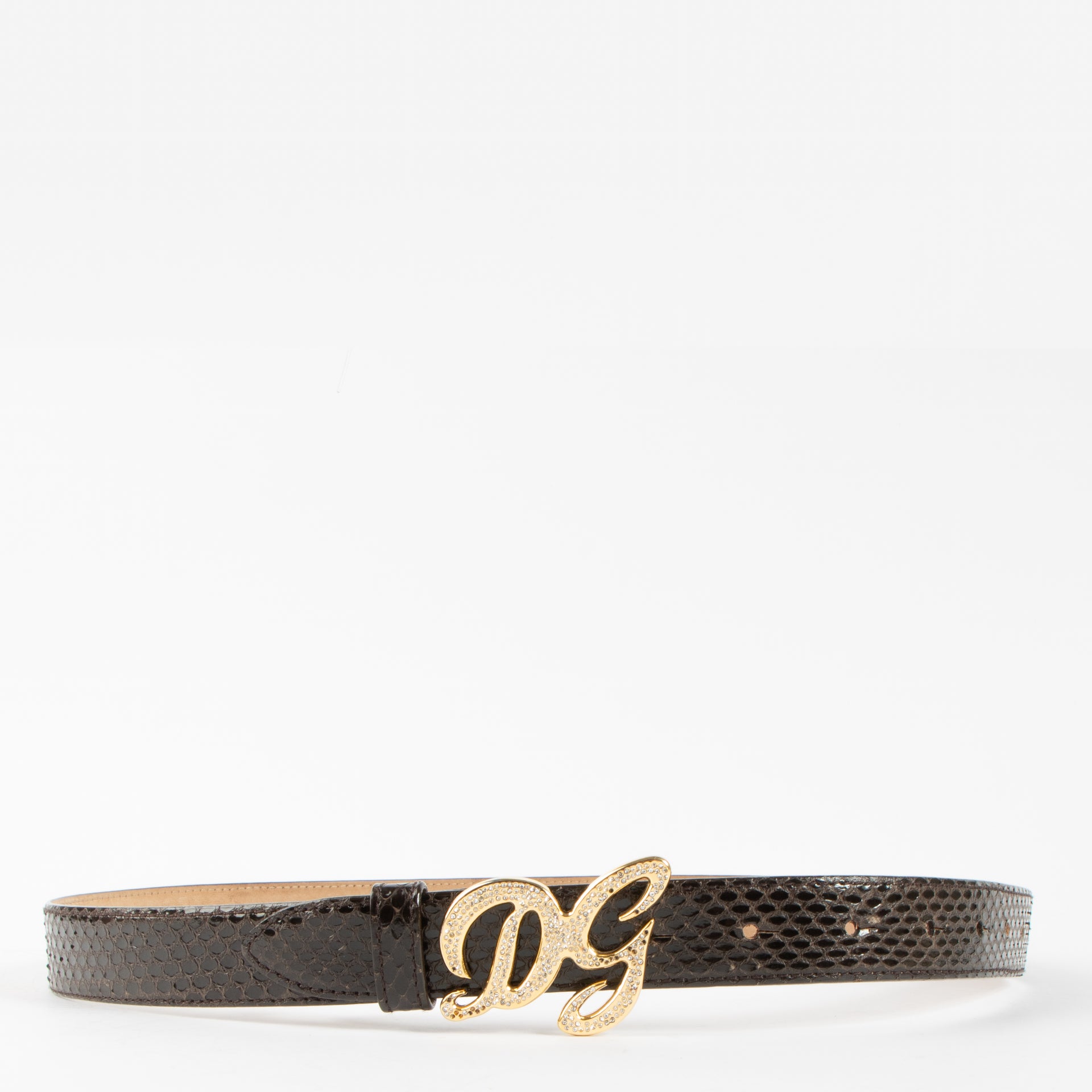 Shop this 100% authentic Dolce & Gabbana Brown Python Crystal Buckle Belt second hand on Labellov.com!
