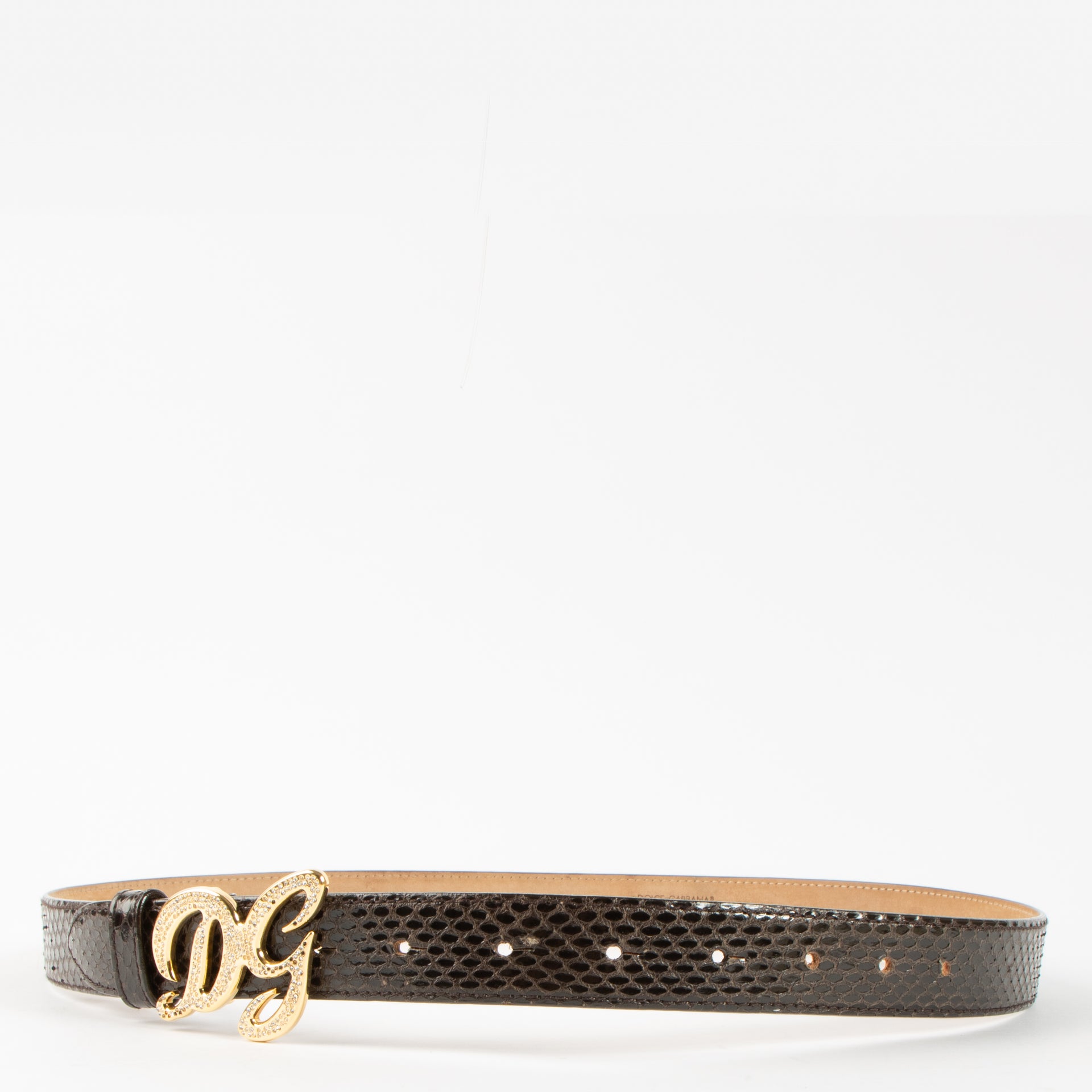 Shop this 100% authentic Dolce & Gabbana Brown Python Crystal Buckle Belt second hand on Labellov.com!