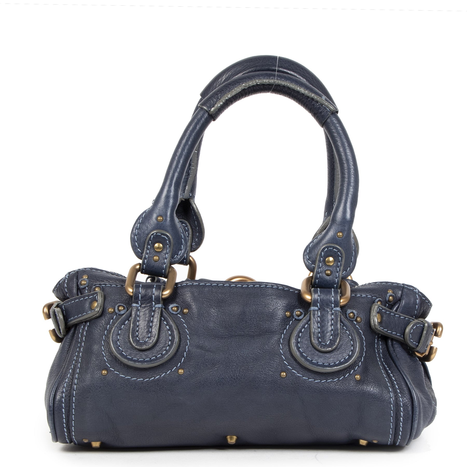 Authentieke tweedehands vintage Chloé Mini Blue Paddington Bag koop online webshop LabelLOV