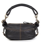 Authentieke Tweedehands Valentino Brown Leather Shoulder Bag Crystal V Logo juiste prijs veilig online shoppen luxe merken webshop winkelen Antwerpen België mode fashion