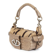Authentic secondhand Valentino Camel Pony Hair Croco Embossed Bag designer bags designer brands luxury vintage webshop fashion safe secure online shopping worldwide shipping