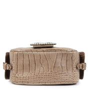 Authentieke Tweedehands Valentino Camel Pony Hair Croco Embossed Bag juiste prijs veilig online shoppen luxe merken webshop winkelen Antwerpen België mode fashion