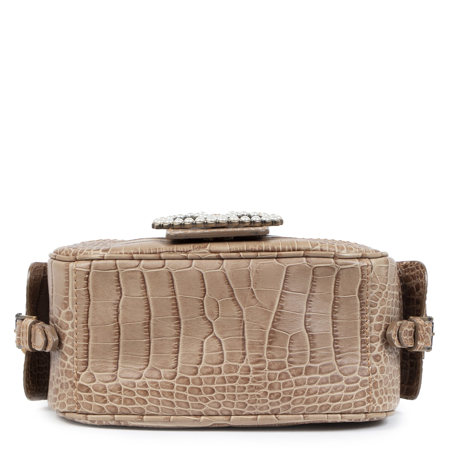 Authentieke Tweedehands Valentino Camel Pony Hair Croco Embossed Bag juiste prijs veilig online shoppen luxe merken webshop winkelen Antwerpen België mode fashion
