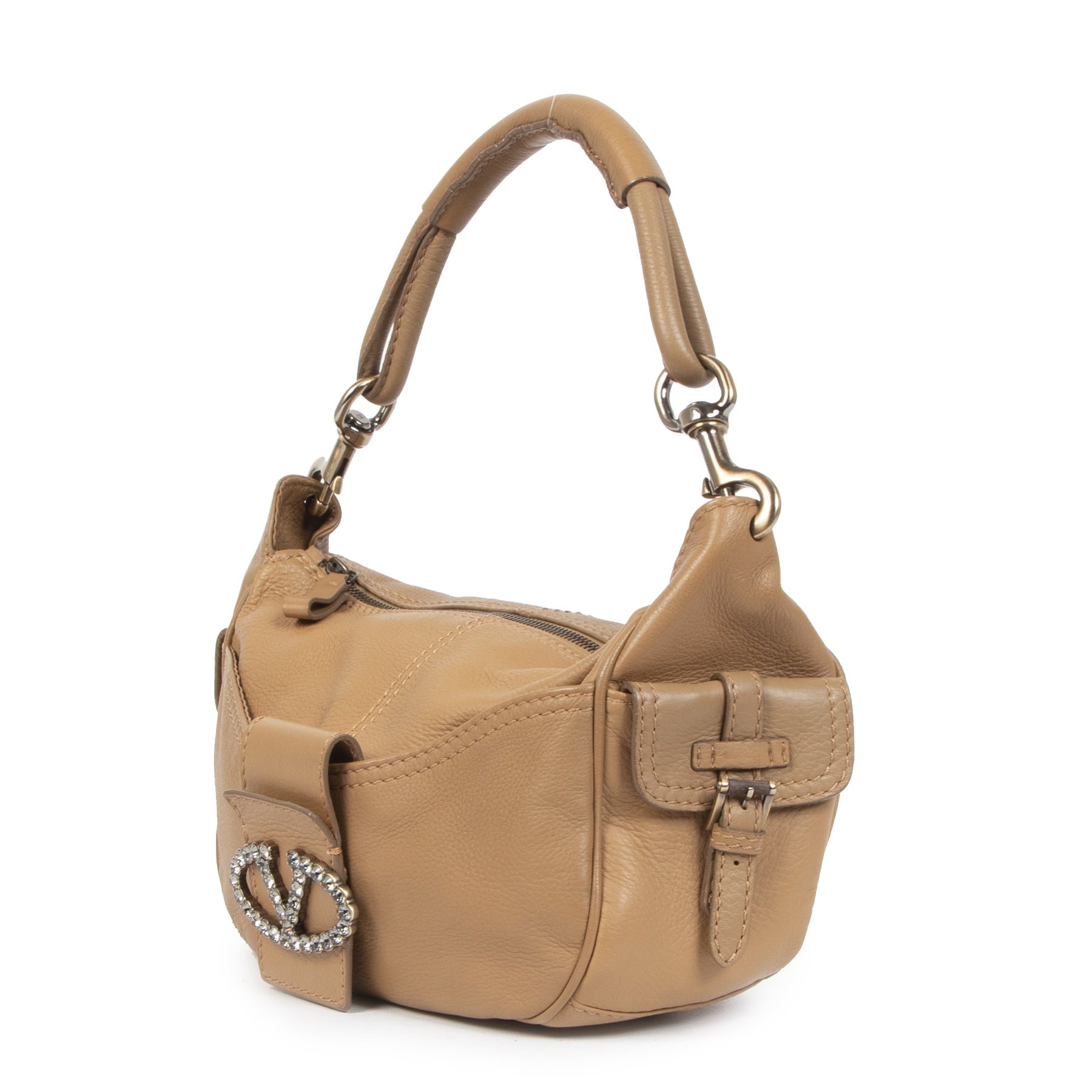 Authentieke tweedehands Valentino Camel V shoulder bag aan de juiste prijs online LabelLOV Luxe Merken Antwerpen