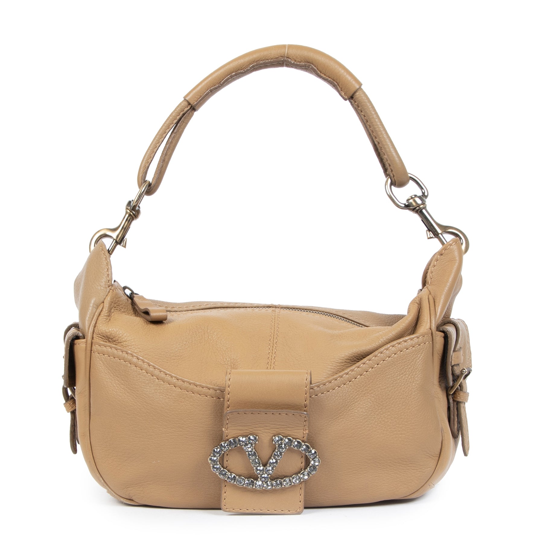 Authentieke tweedehands Valentino Camel V shoulder bag aan de juiste prijs online LabelLOV Luxe Merken Antwerpen