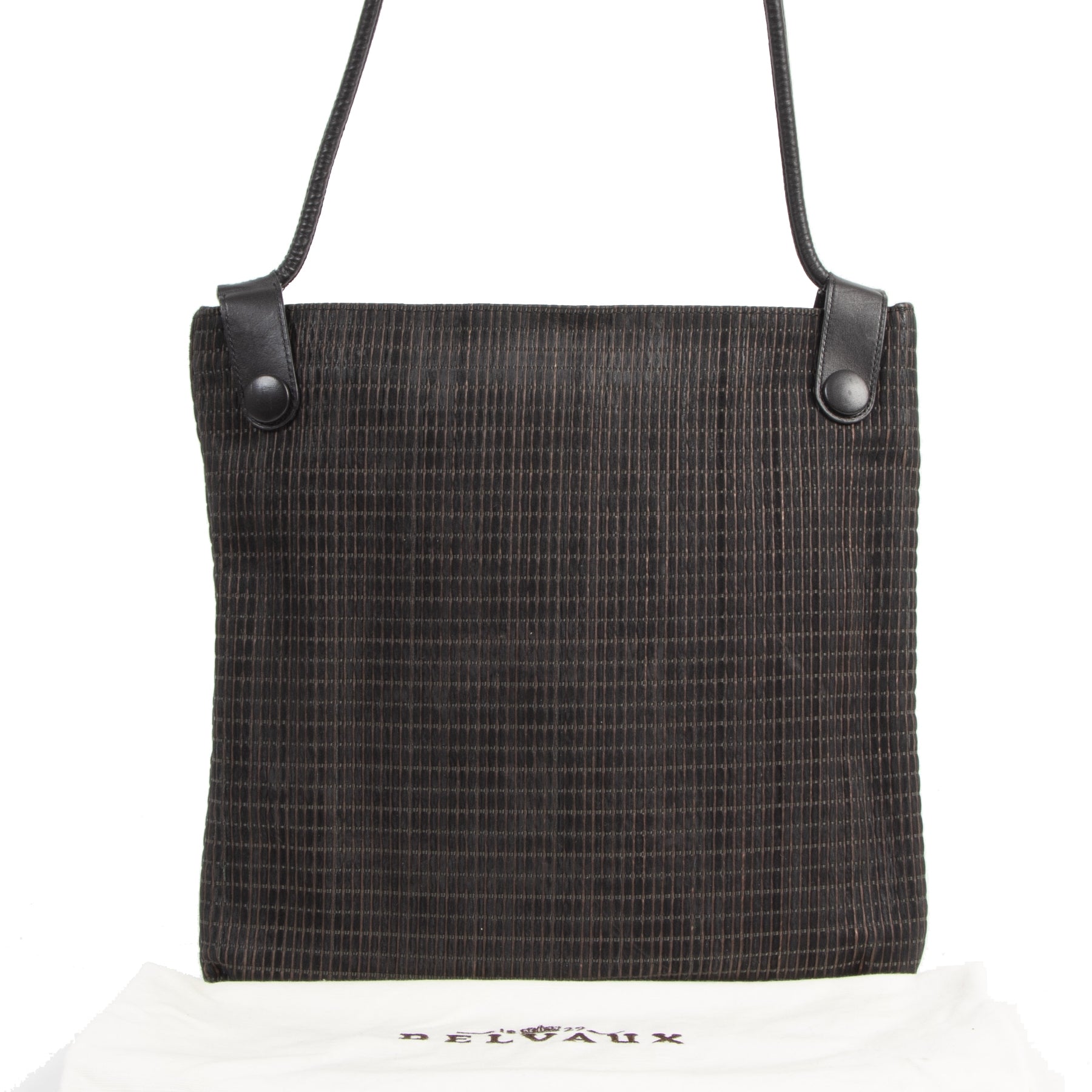 Authentic second-hand vintage Delvaux Dark Brown Woven Leather buy online webshop LabelLOV