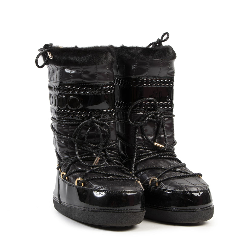 Jimmy Choo Black Patent Moon Boot - Size 38-40