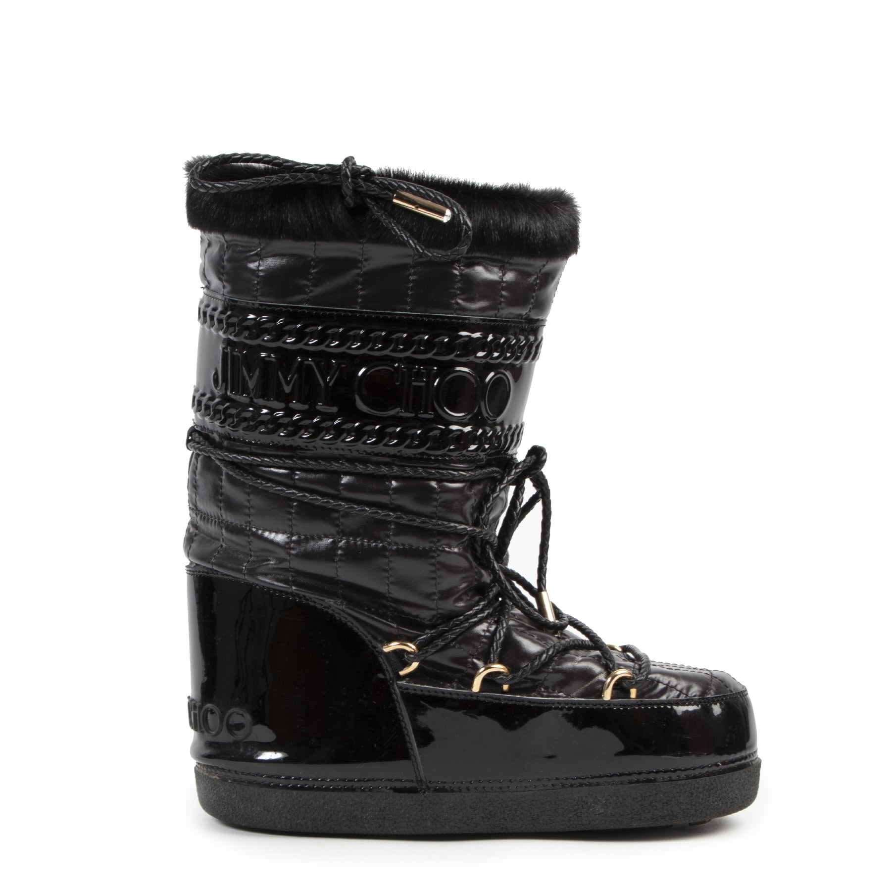 Jimmy Choo Black Patent Moon Boot - Size 38-40
