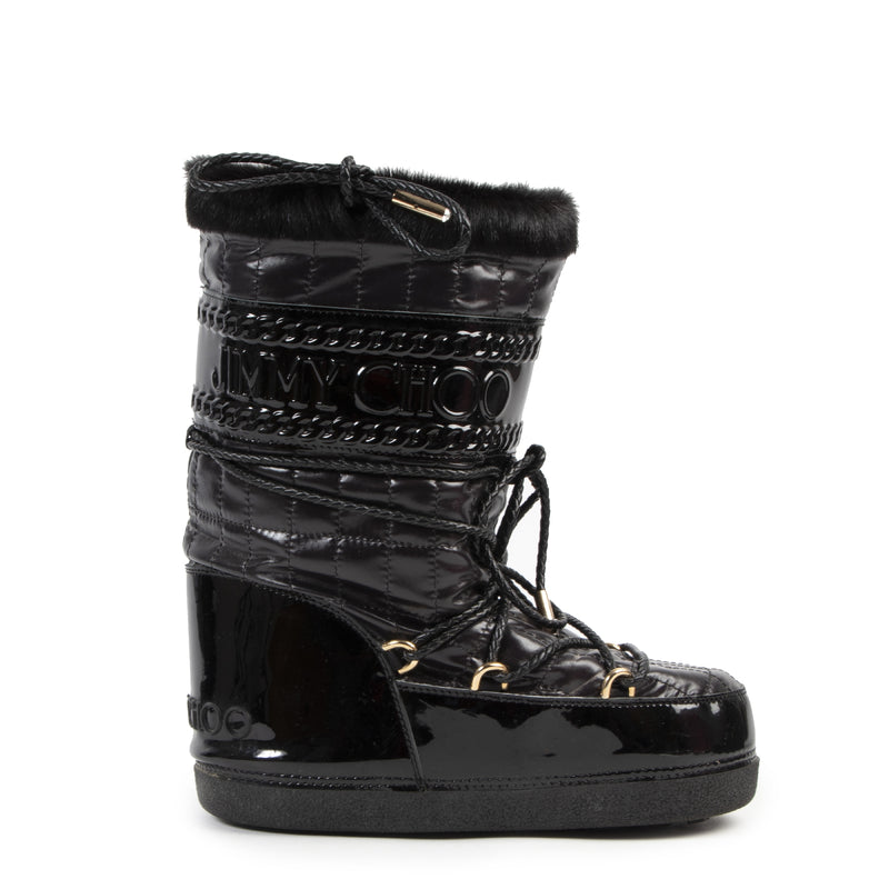 Jimmy Choo Black Patent Moon Boot - Size 38-40