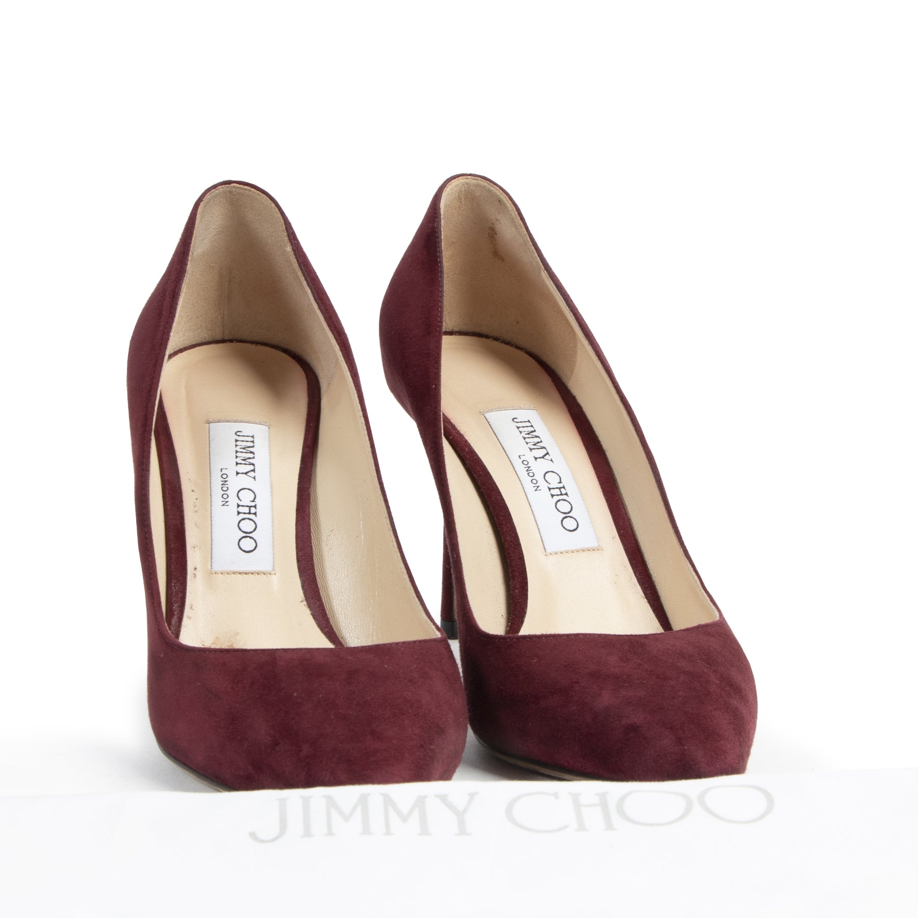 Jimmy Choo Bordeaux Suede Romy Pumps 100% authentic designer bags for the best price