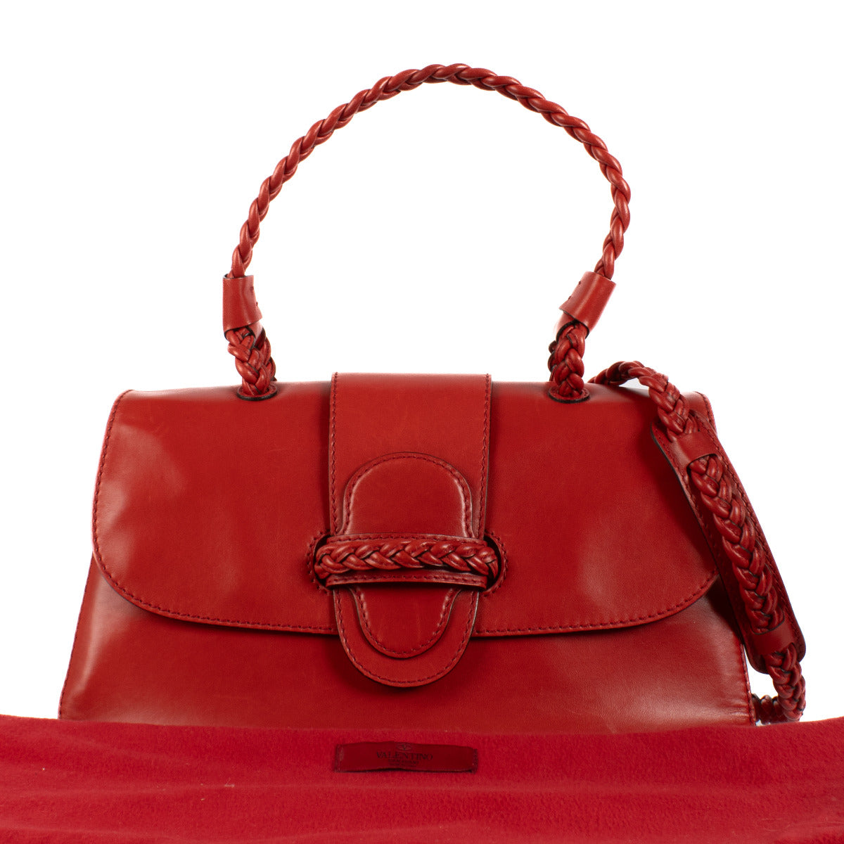 Valentino Garavani Red Leather Histoire Bag