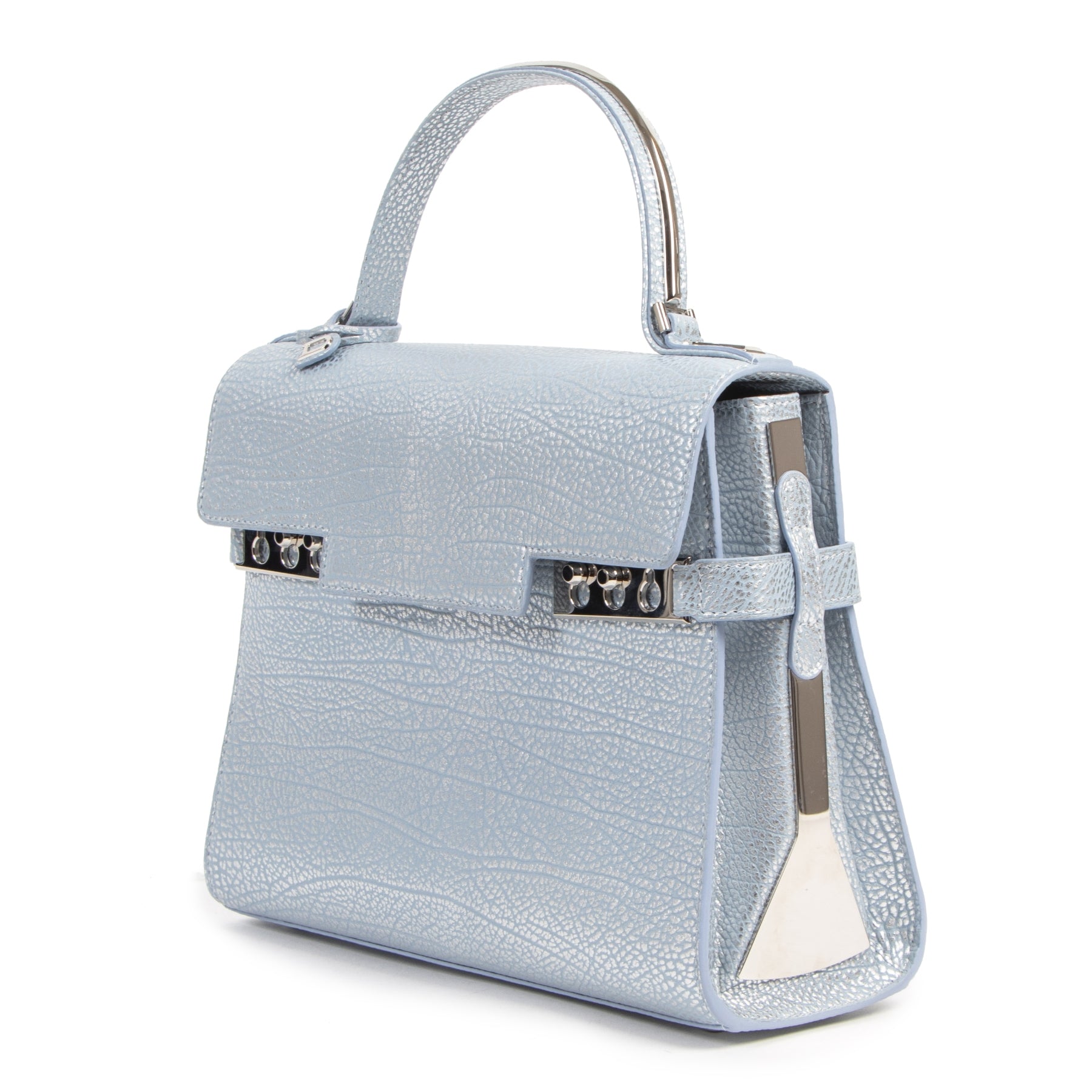 Delvaux Blue Silver Calf Leather Tempête MM