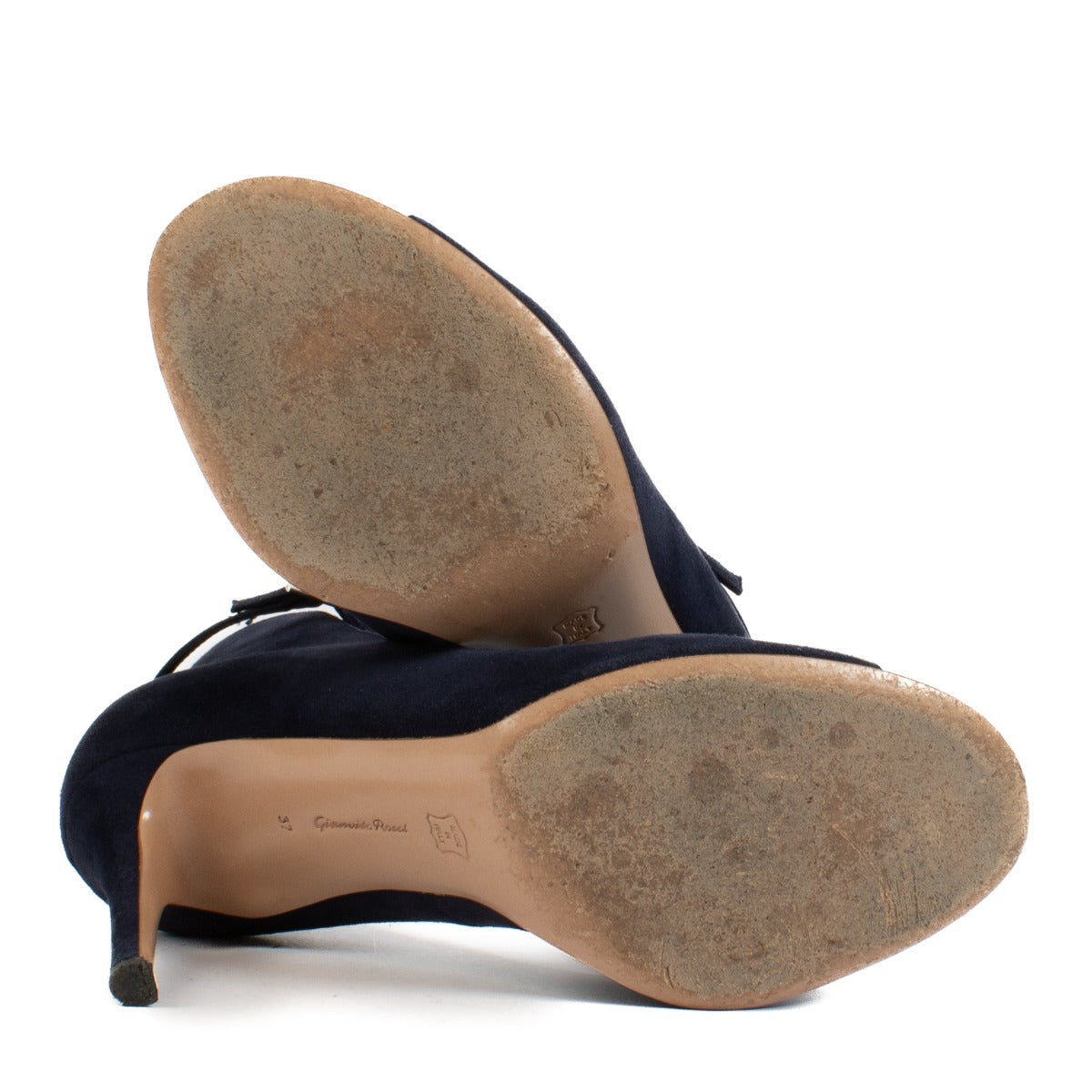 Shop 100% authentic Gianvito Rossi Blue Suede Open Toe Pumps - Size 37 at Labellov.com.