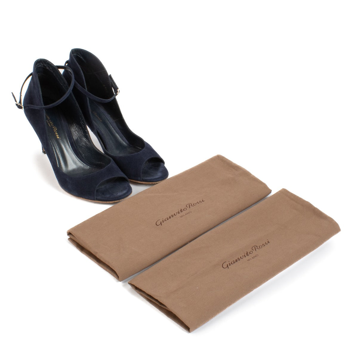 Shop 100% authentic Gianvito Rossi Blue Suede Open Toe Pumps - Size 37 at Labellov.com.