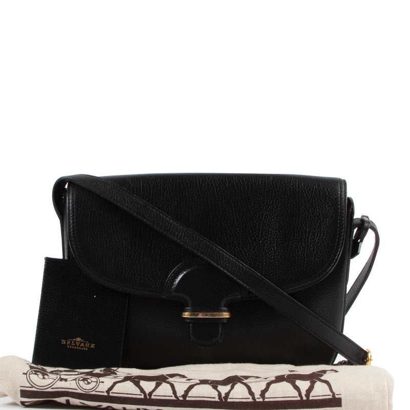 Shop safe online at Labellov this 100% authentic second hand Delvaux Black Leather Crossbody