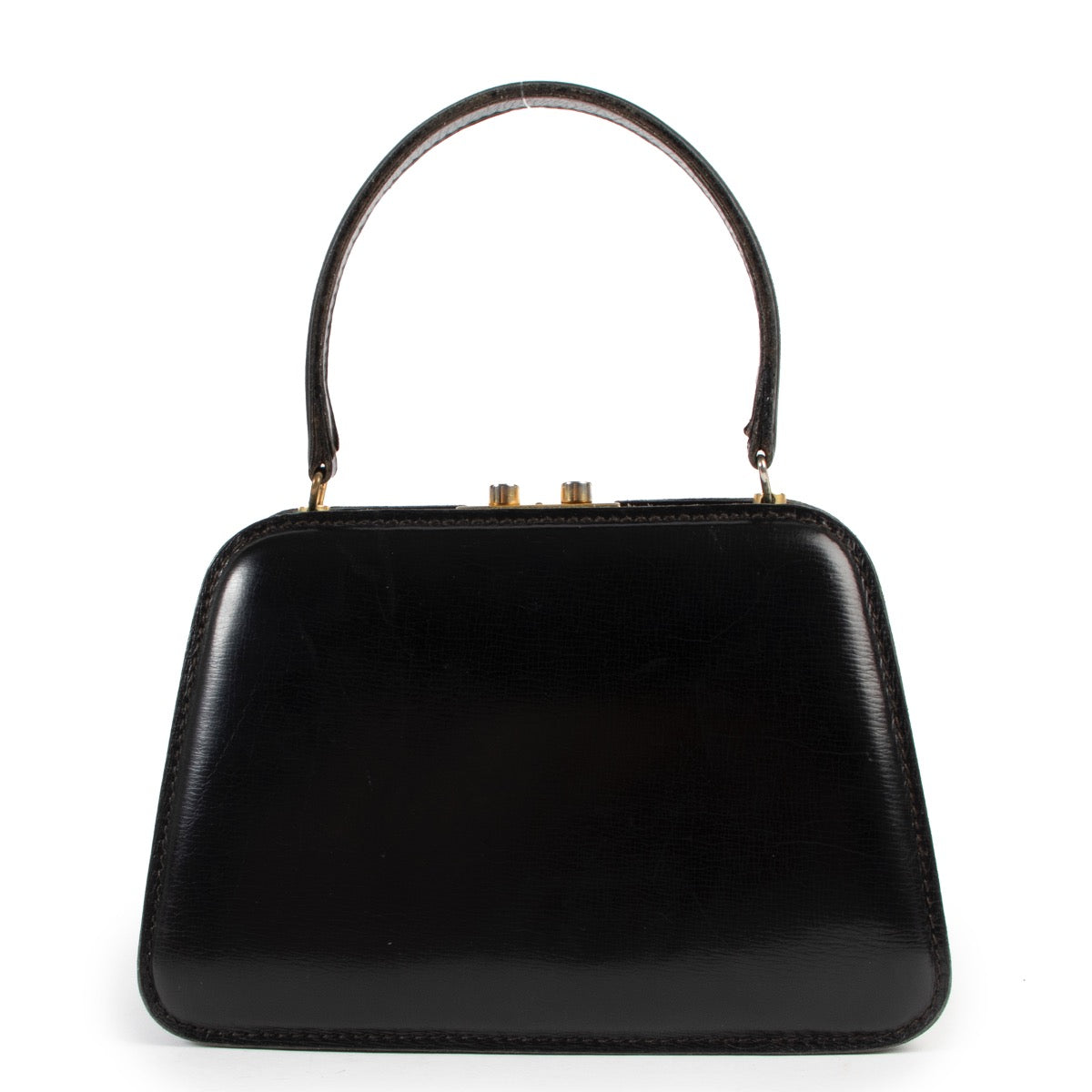 Shop safe online at Labellov in Antwerp this 100% authentic second hand Delvaux Black Top Handle Bag