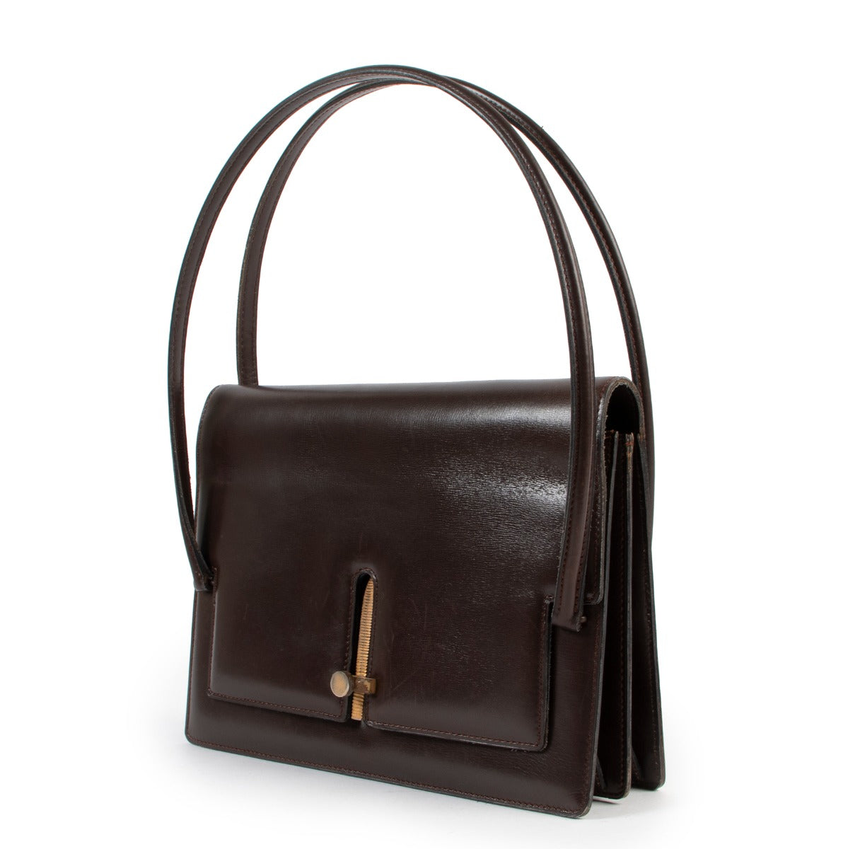 Delvaux Brown Top Handle Bag Buy this 100% authentic Delvaux bag safely here.