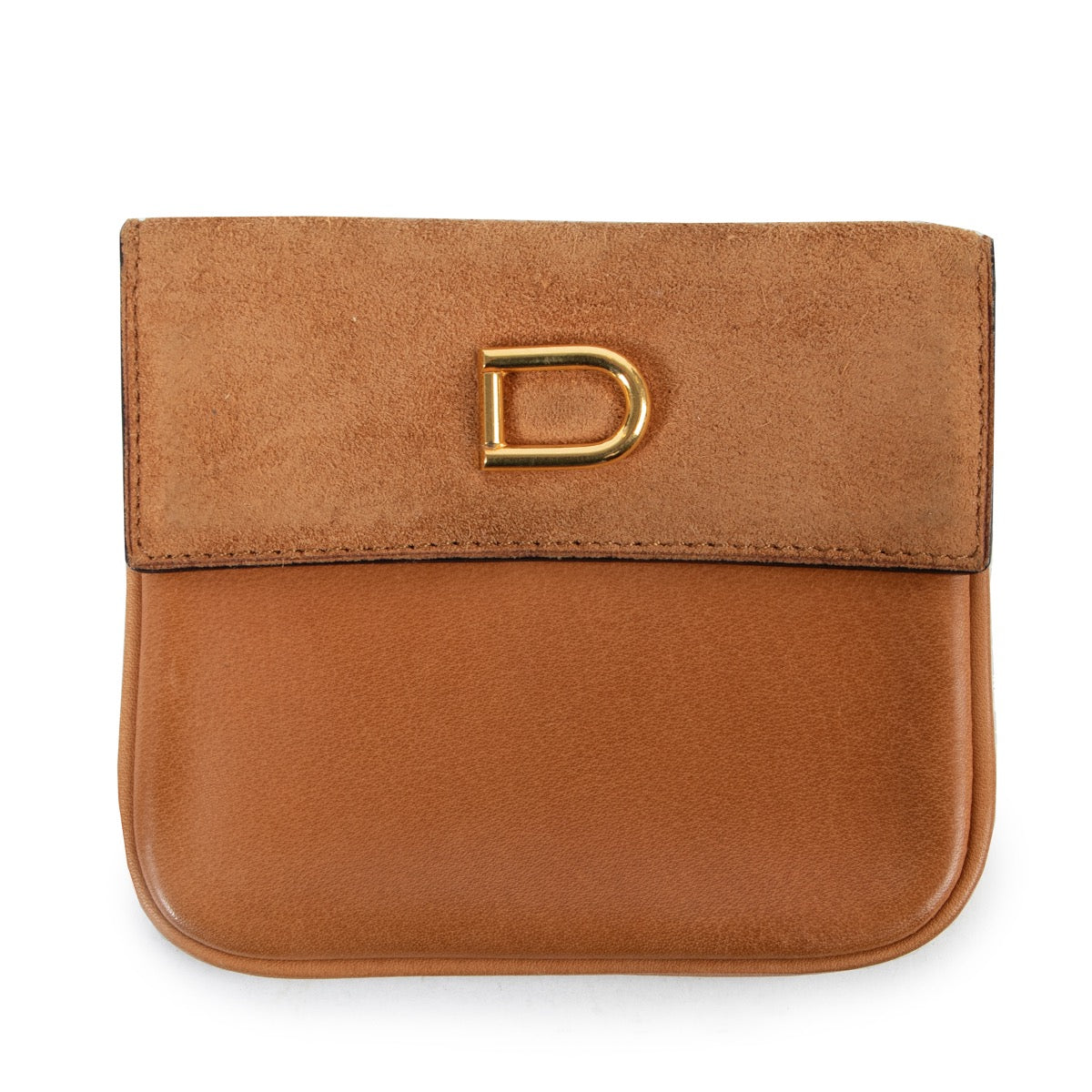 Shop safe online authentic second hand Delvaux Cognac Coin Wallet.