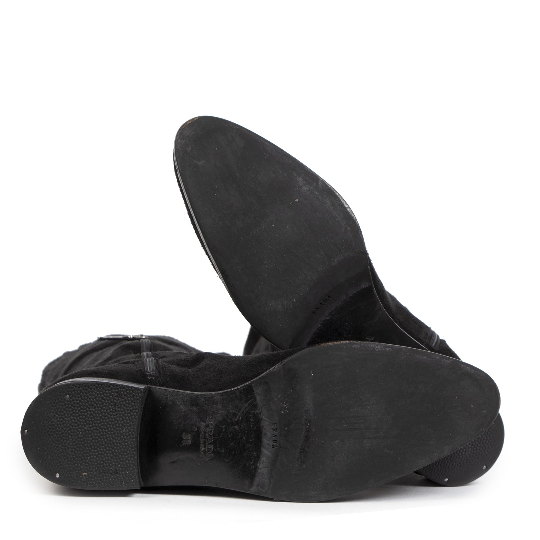 Prada Black Suede Boots - Size 38