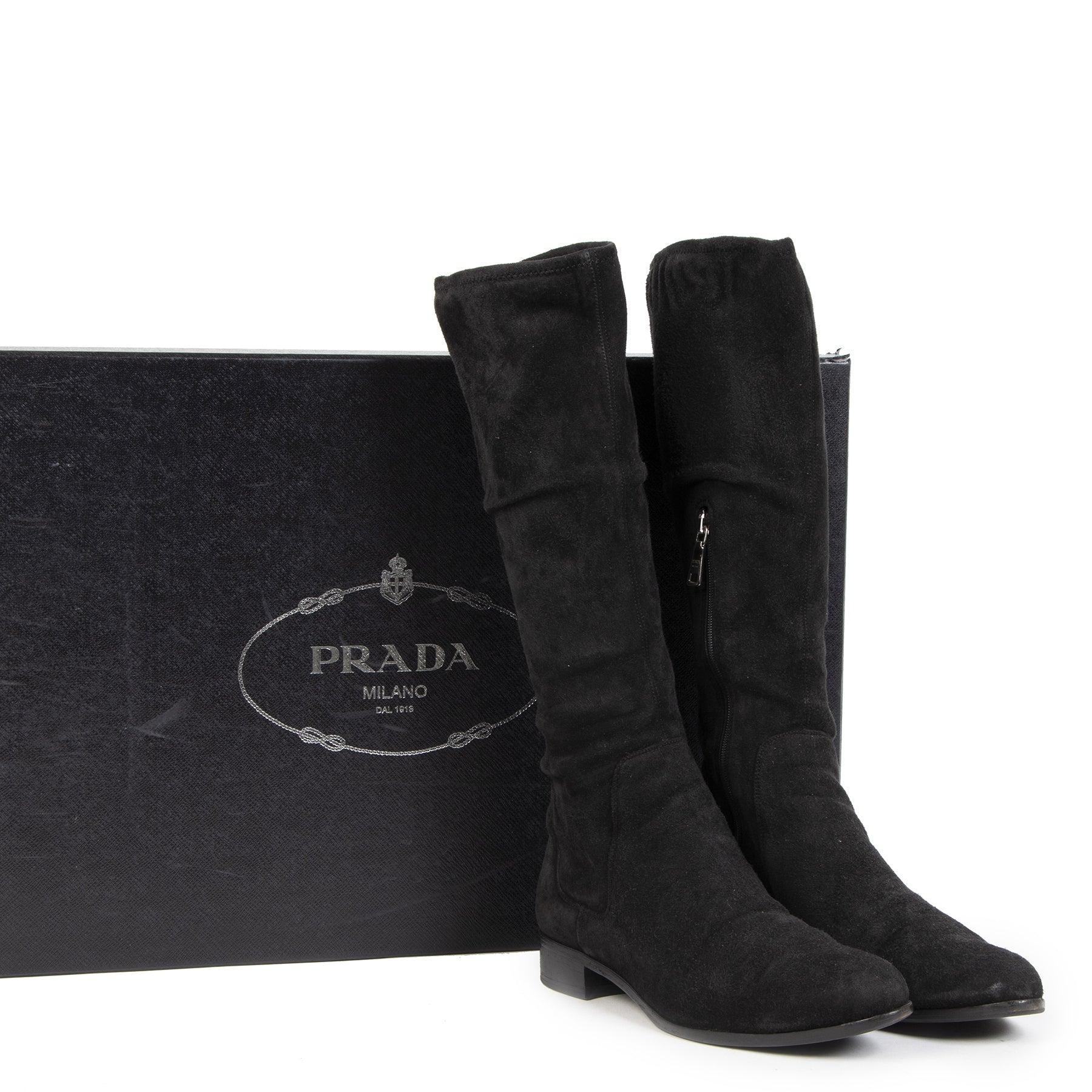 Prada Black Suede Boots - Size 38