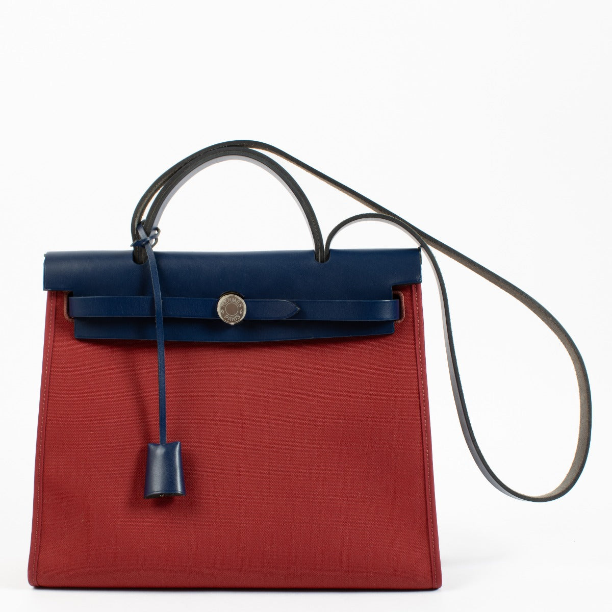 Hermès Herbag Zip 31 Rouge Grenat/Bleu Saphir Toile Militaire/Hunter PHW