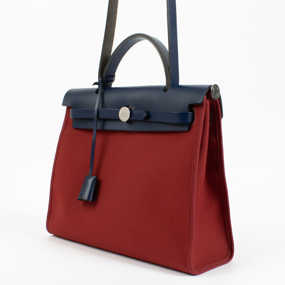 Hermès Herbag Zip 31 Rouge Grenat/Bleu Saphir Toile Militaire/Hunter PHW