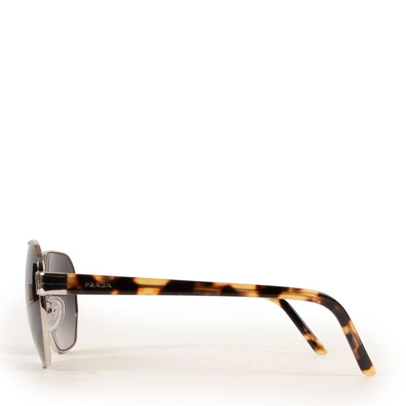 Shop authentic second hand luxury high end designer Prada SPR54X Pale Gold/Tortoise Metal Frame Polarized Sunglasses at Labellov