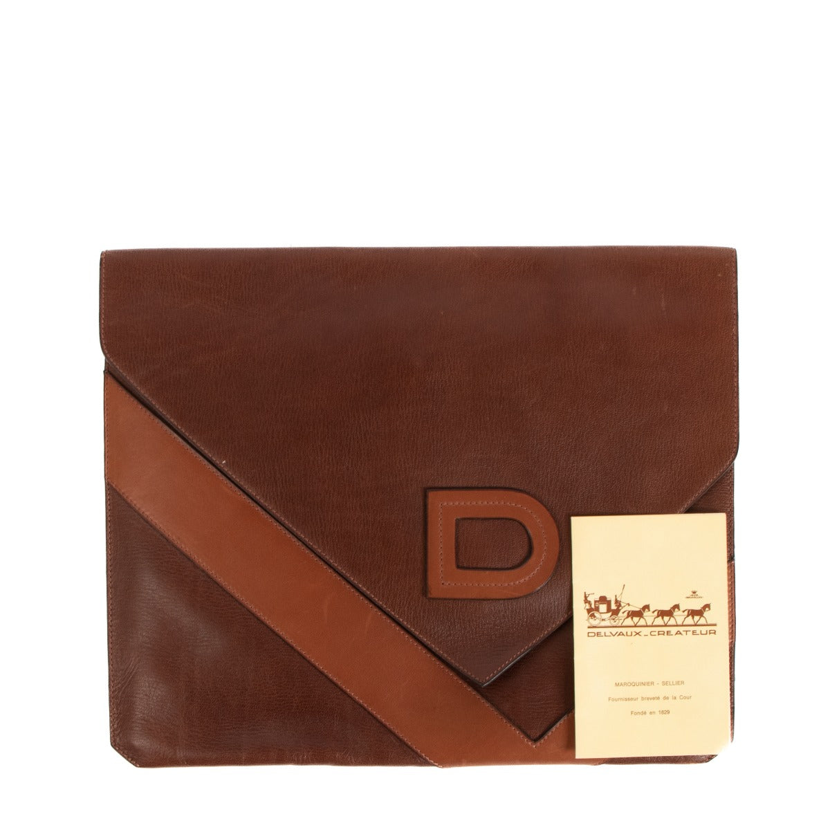 Delvaux Brown Vintage Large Leather Clutch