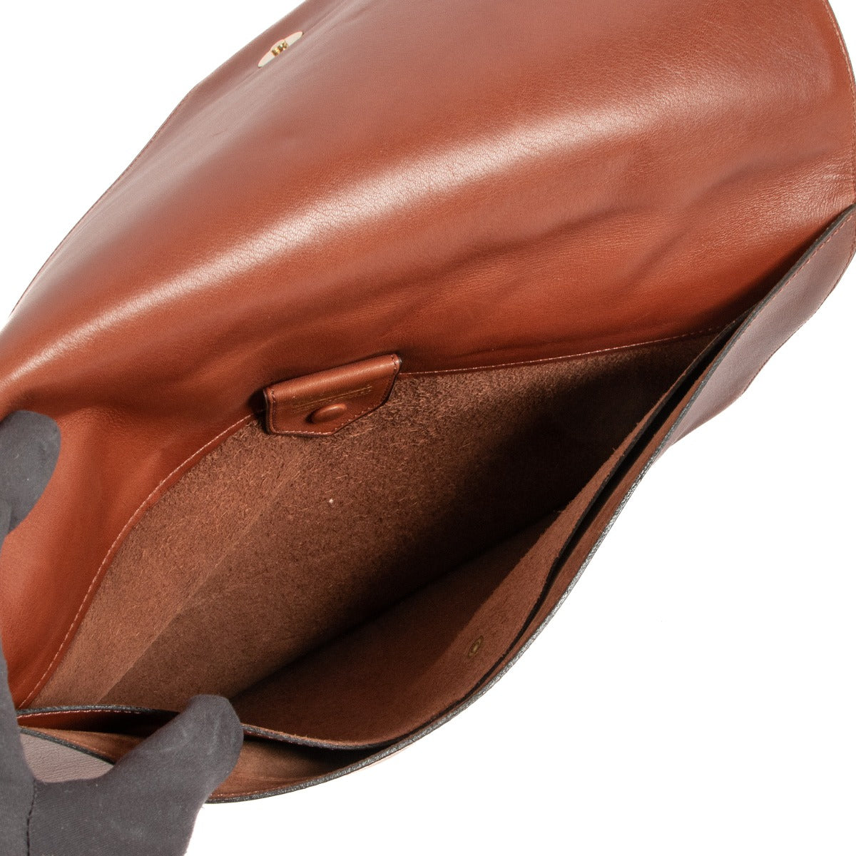 Pochette Delvaux Vintage en Cuir Marron Grande Taille