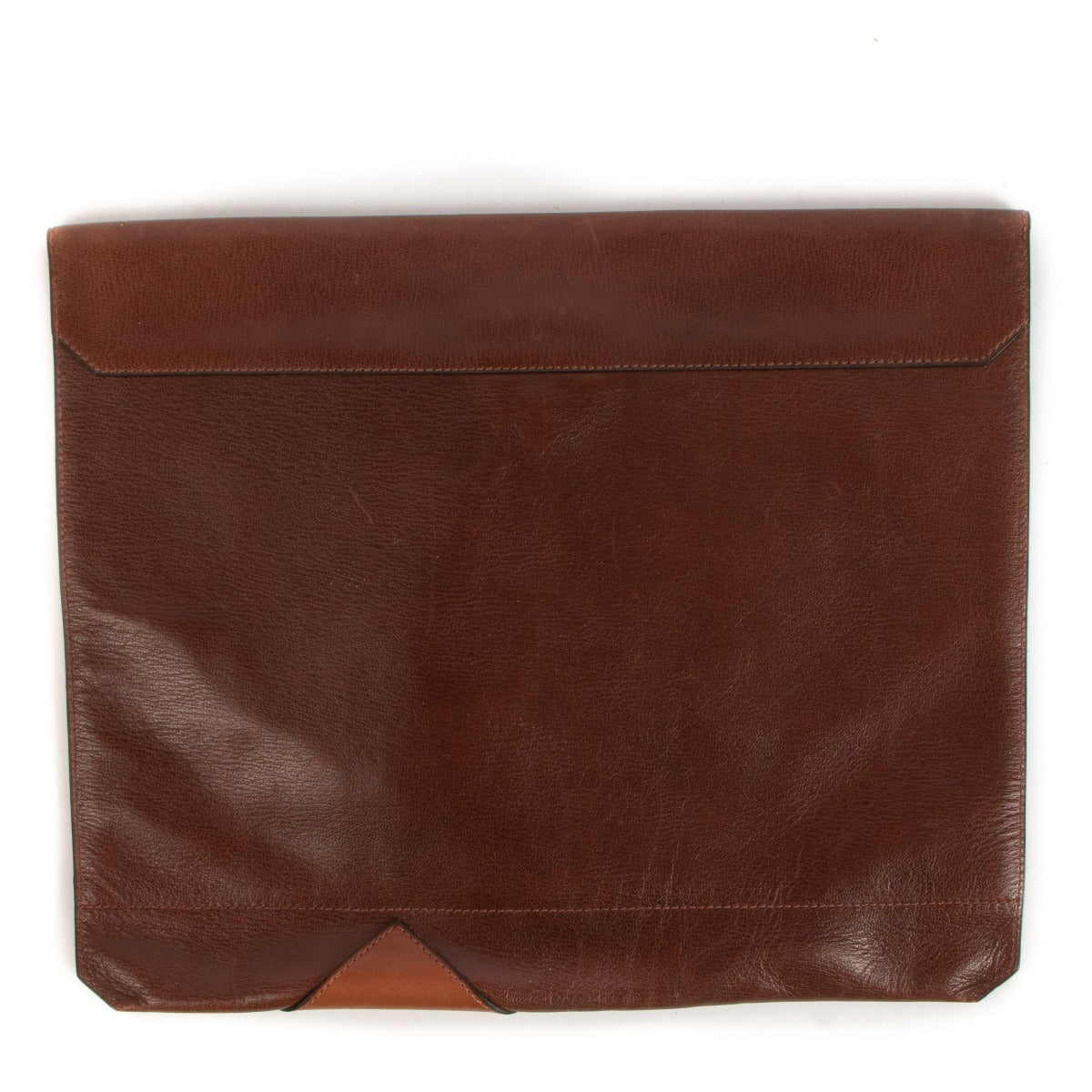Pochette Delvaux Vintage en Cuir Marron Grande Taille