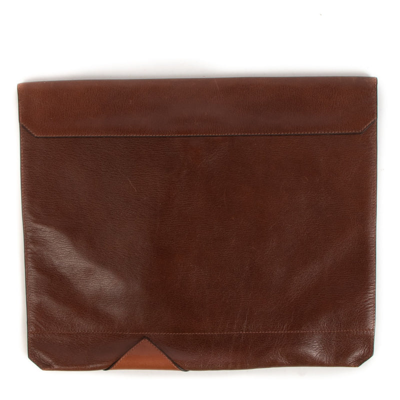 Delvaux Brown Vintage Large Leather Clutch