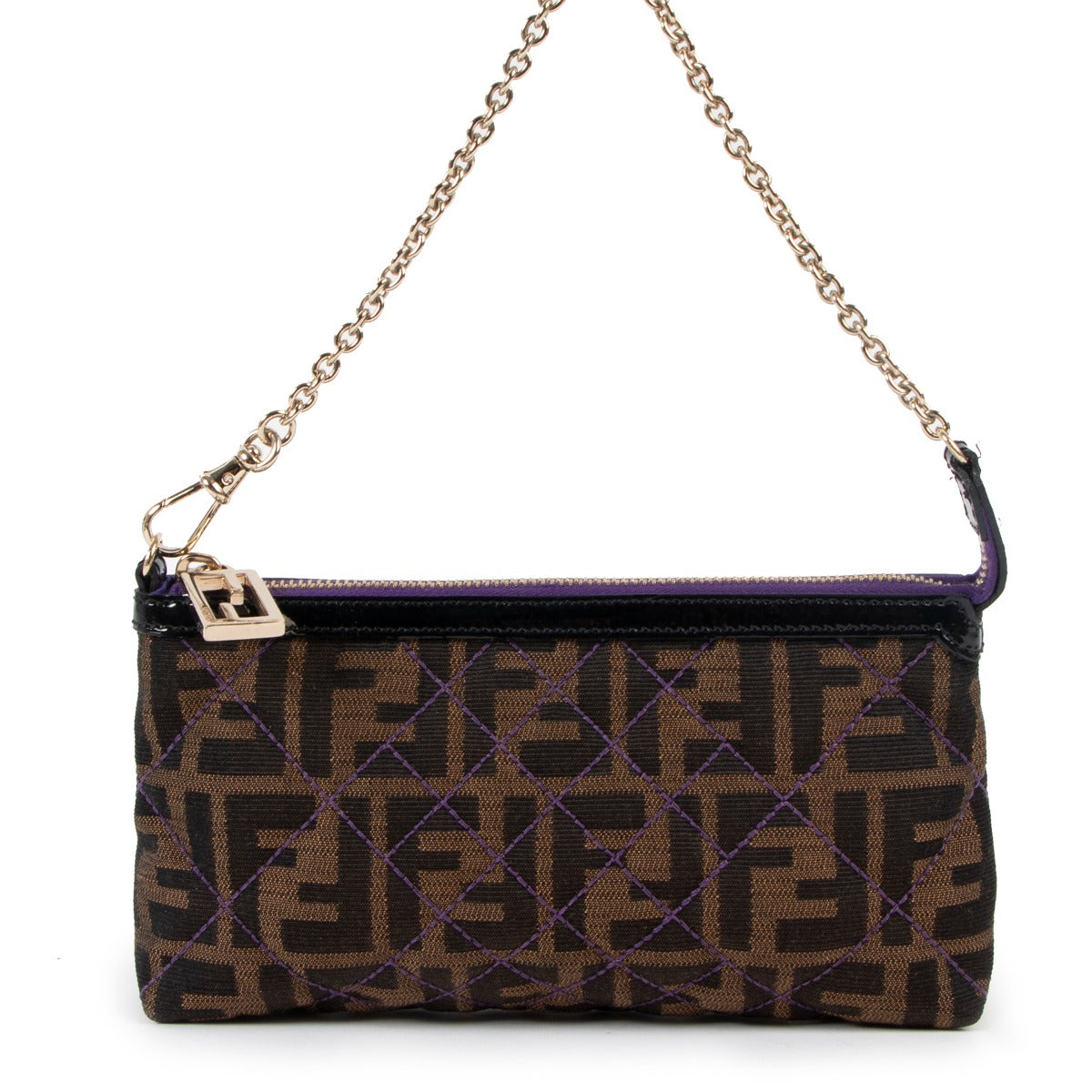 Fendi Zucca Canvas Quilted Pochette Bag