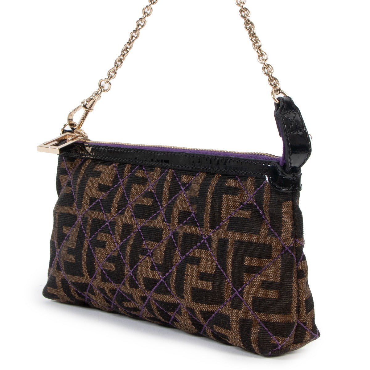 Fendi Zucca Canvas Quilted Pochette Bag