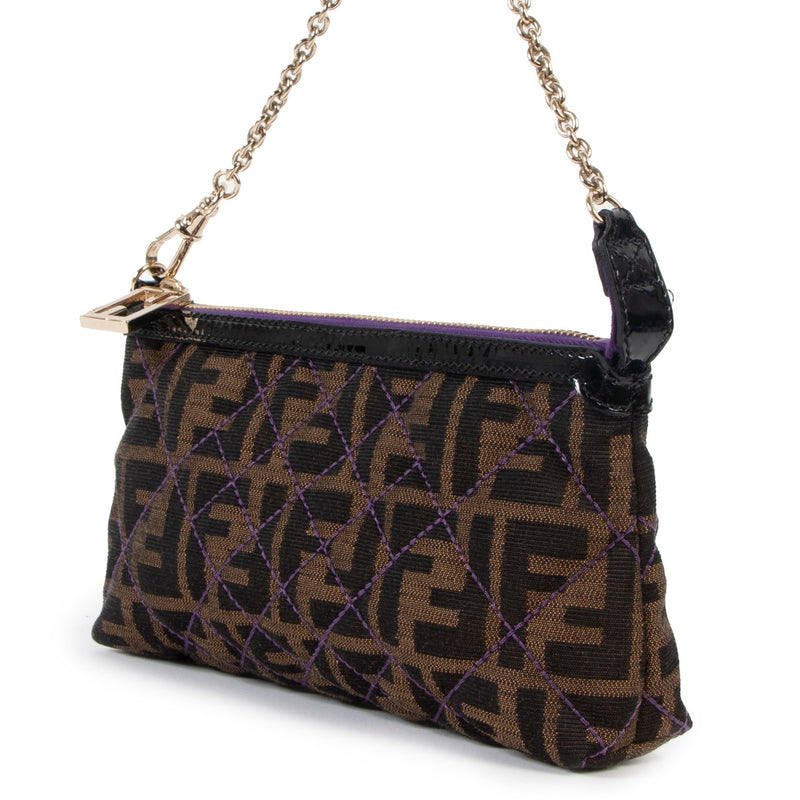 Fendi Zucca Canvas Quilted Pochette Bag