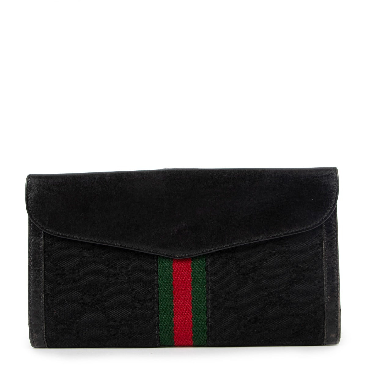 Gucci Black GG Canvas Web Long Wallet