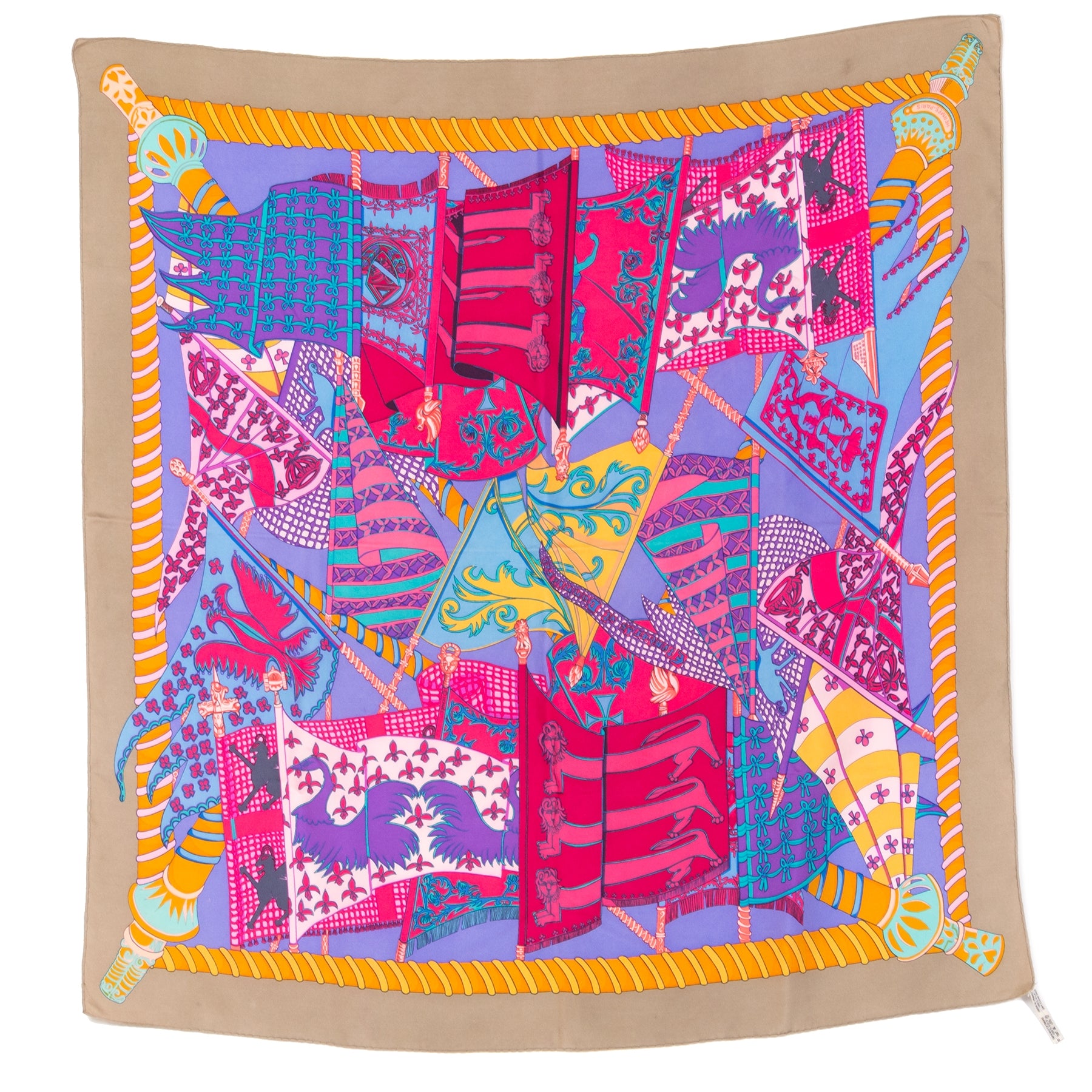 Hermès Carré Multicolor Silk Scarf 'Étendards et Bannières'