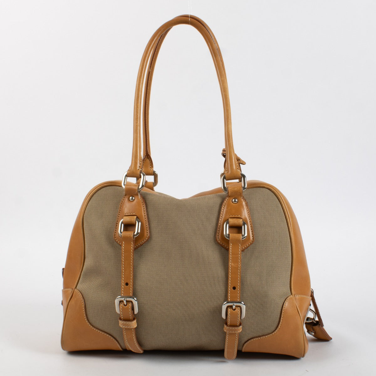 shop 100% authentic second hand Prada Jacquard Canvas Logo Shoulder Bag on Labellov.com