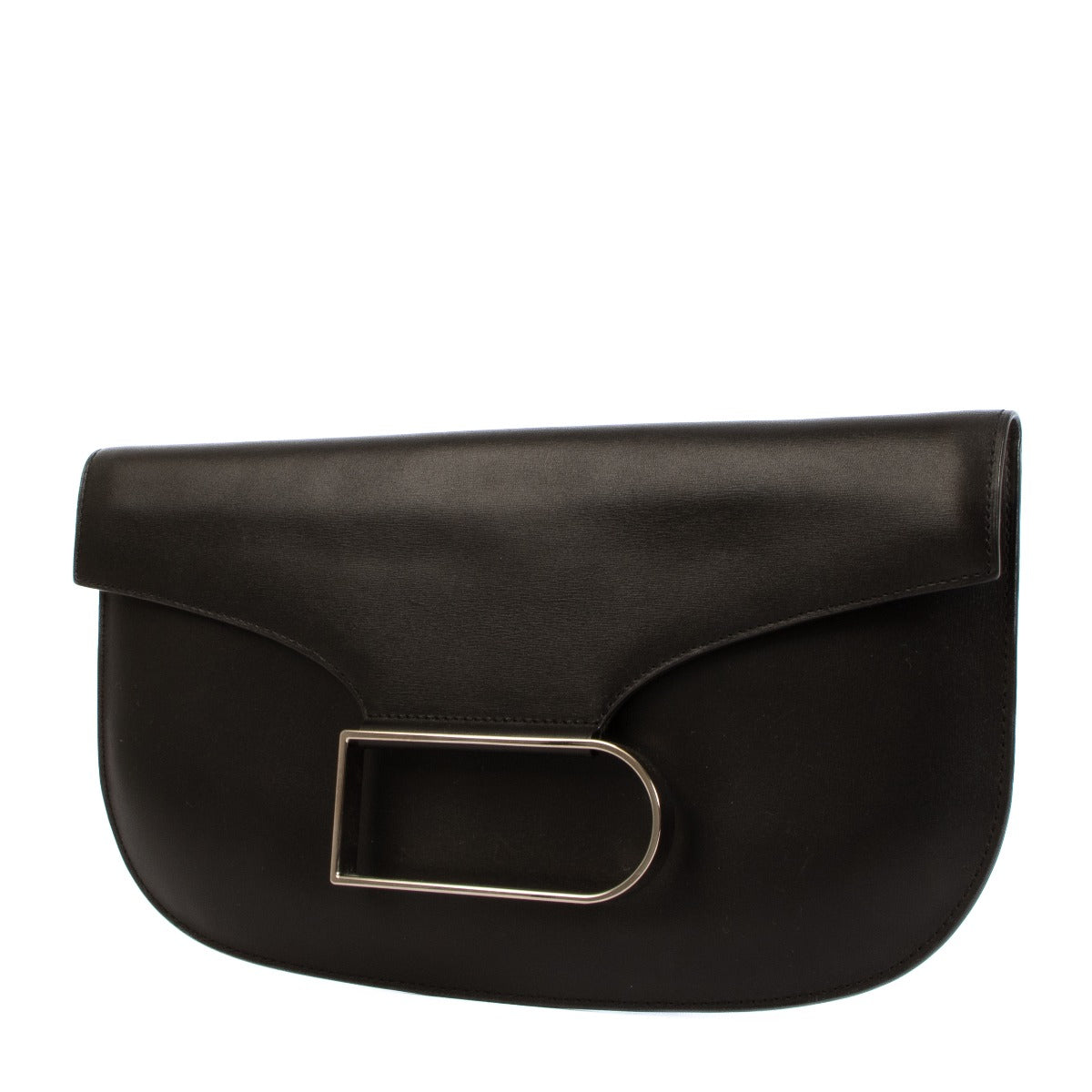 Delvaux Double Je Zwart Box Calf Clutch