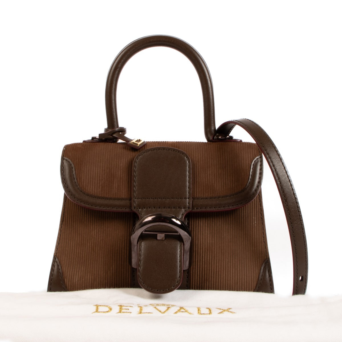 Delvaux Brillant Mini Derby Brown Nubuck Cheyenne Corduroy/Box Calf