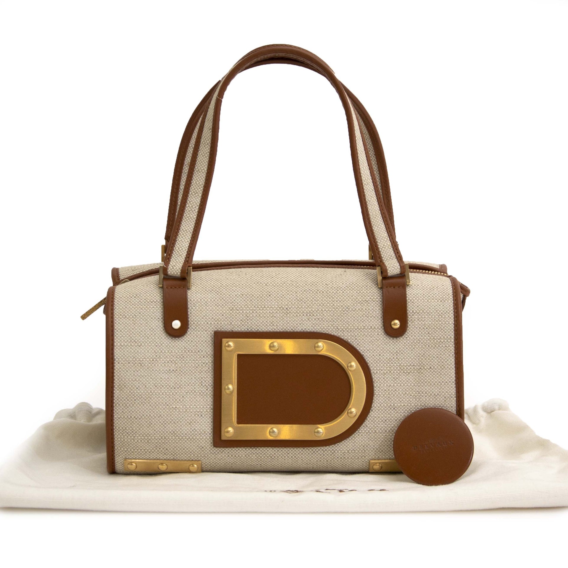 Delvaux Le Astrid MM Toile Charleston Fauve