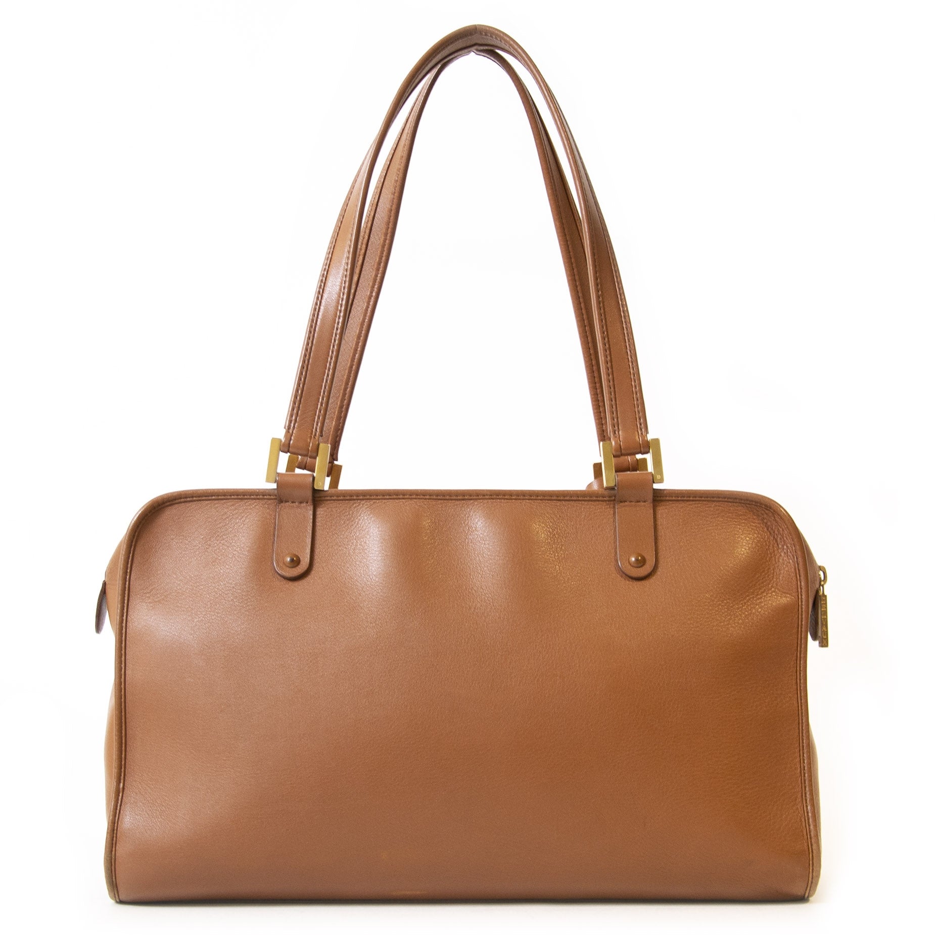 Authentieke tweedehands Delvaux Astrid Cognac Leather Shoulder Bag juiste prijs veilig online winkelen LabelLOV webshop luxe merken winkelen Antwerpen België mode fashion