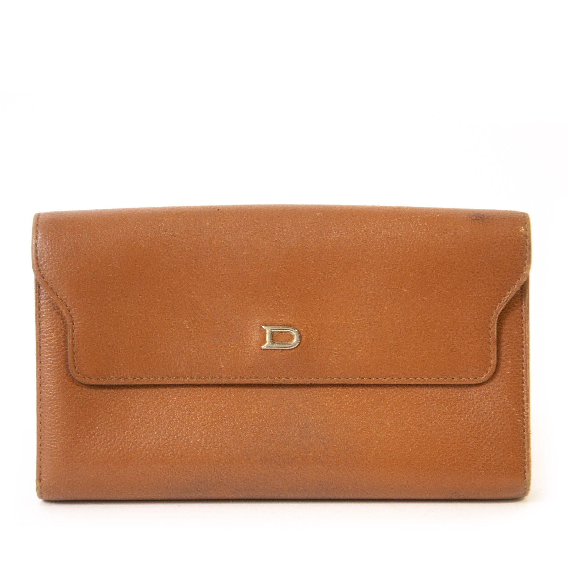 Authentic second-hand vintage Delvaux Camel Lingot Wallet buy online webshop LabelLOV