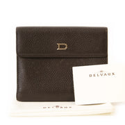 Authentieke tweedehands vintage Delvaux Dark Brown Wallet koop online webshop LabelLOV